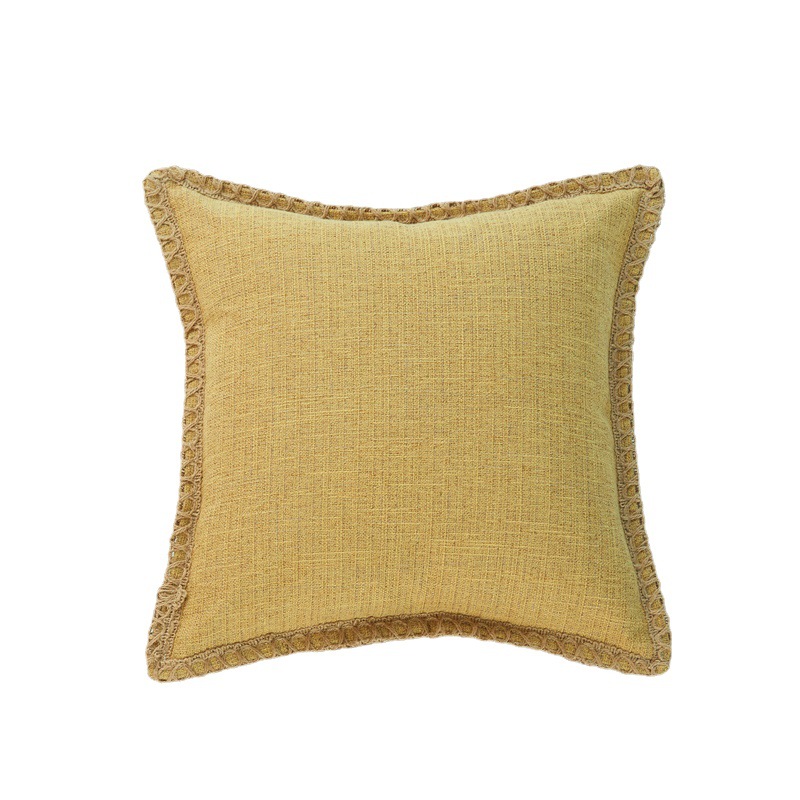 Housse de coussin de canapé décorative tissée en lin de couleur unie simple de style nordique nouvelle taie d'oreiller de décoration pour la maison_voghion.com
