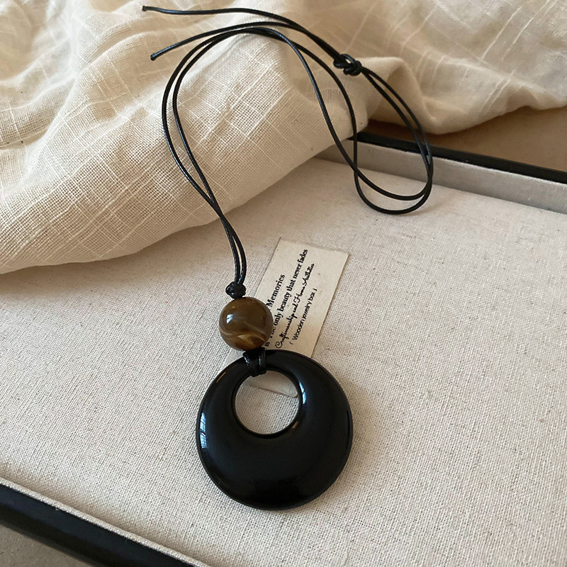 30# necklace-black-brown-leather rope