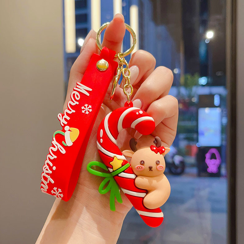 国境を越えたサンタクロースのキーホルダークリスマスペンダントクリスマスツリートナカイ人形バッグキーホルダープレゼント卸売り|undefined