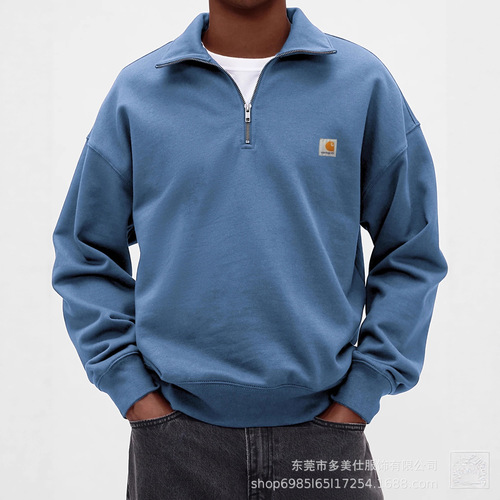Men's New Autumn/Winter Fashionable Casual Hoodie with Lapel, Solid Color, Zipper, Long-Sleeved Sports Top for Men