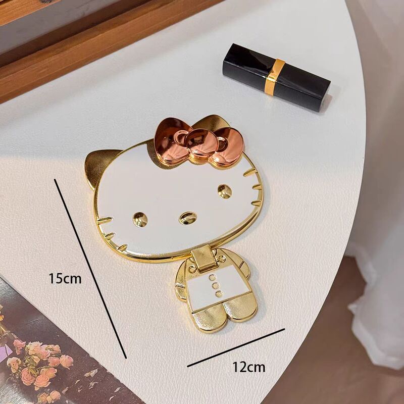かわいいキティ猫小さなミラー女性ポータブルミニハンドヘルド化粧鏡学生かわいい折りたたみ化粧鏡|undefined