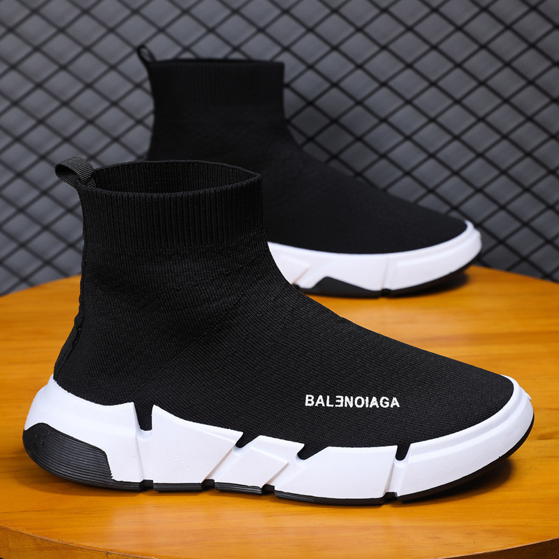 Men's socks slip-on spring and autumn men's shoes breathable comfortable high-top socks knitted elastic high waist cloth shoes men