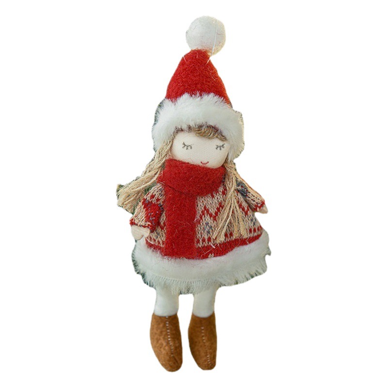 Amazon nueva decoración de Navidad pequeño colgante de felpa de Santa Claus alce muñeca colgante de árbol de Navidad