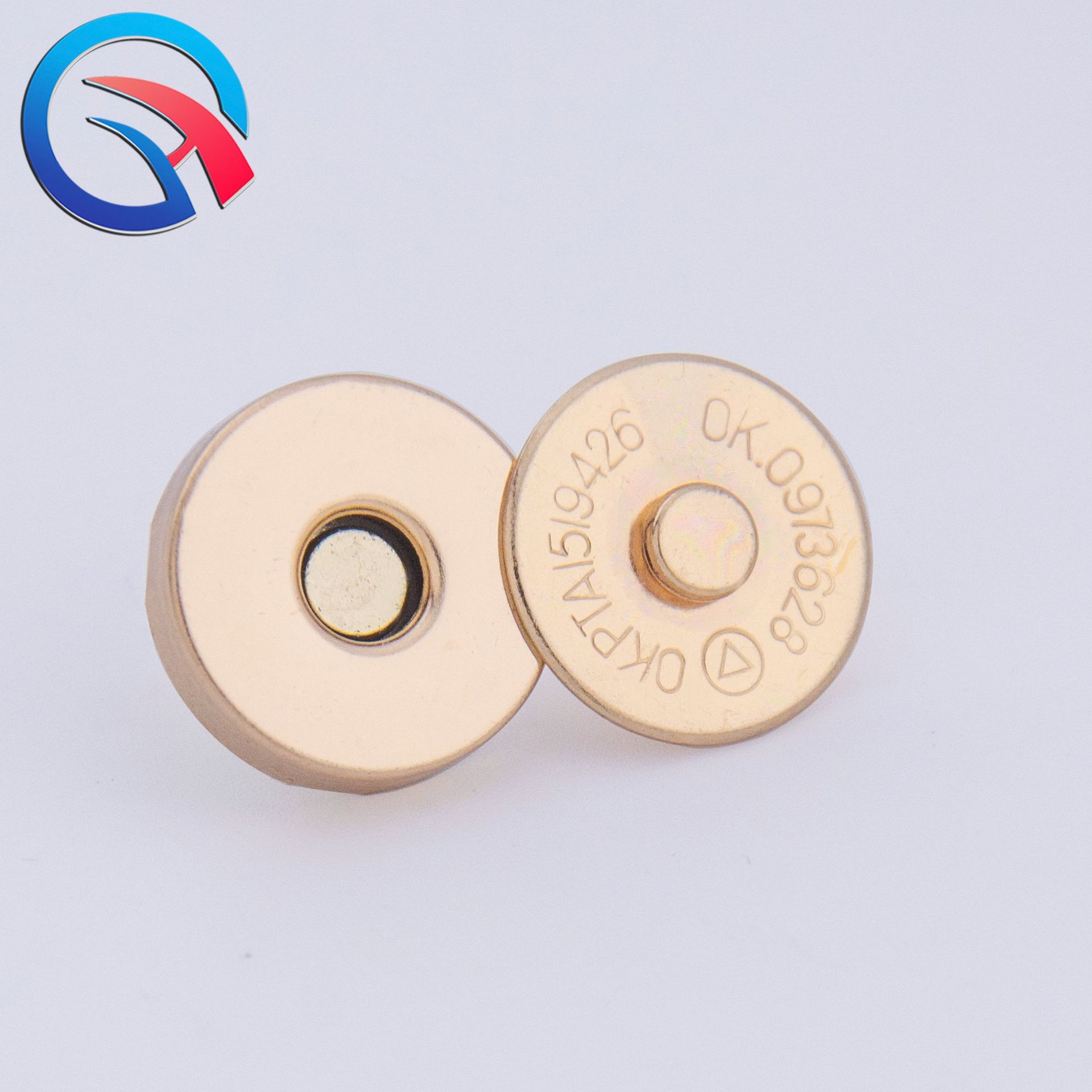 厂家直销14MM细铜双撞无盖浅金磁钮箱包皮具服饰配件金属强磁铁扣