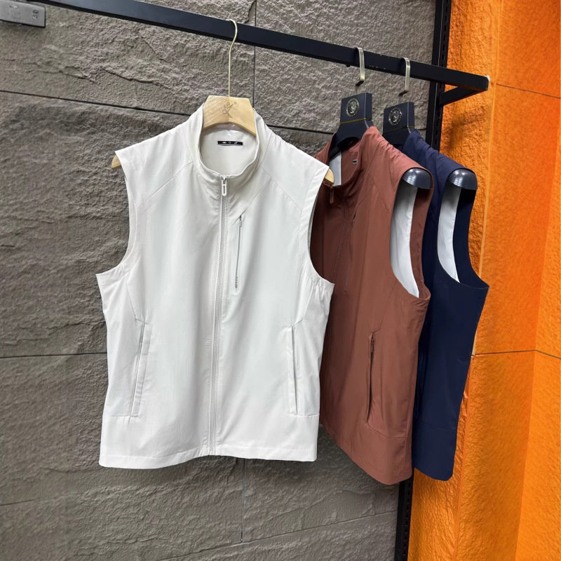High-End Business Casual Men's Vest 2026 Spring New Golf Stand-Collar Jacket with Custom Company Logo