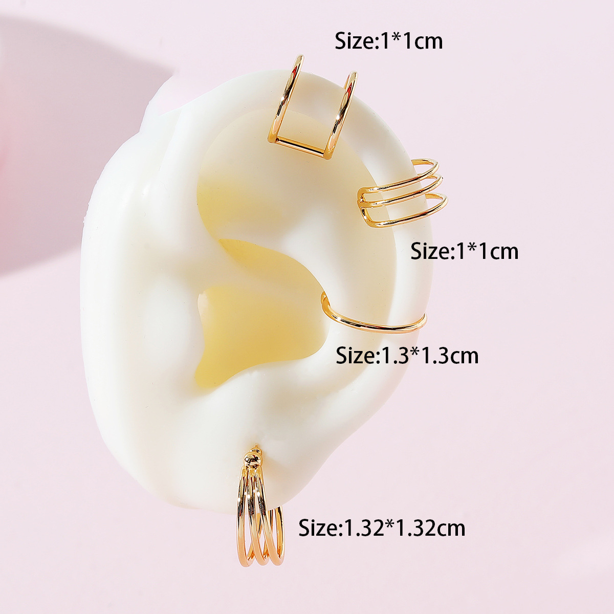 Fashion Jewelry Stacked Geometric Alloy Ear Clip Suitpicture3