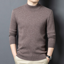 鄂尔多市产100%羊毛衫男休闲百搭半高领中年爸爸加厚保暖套头毛衣