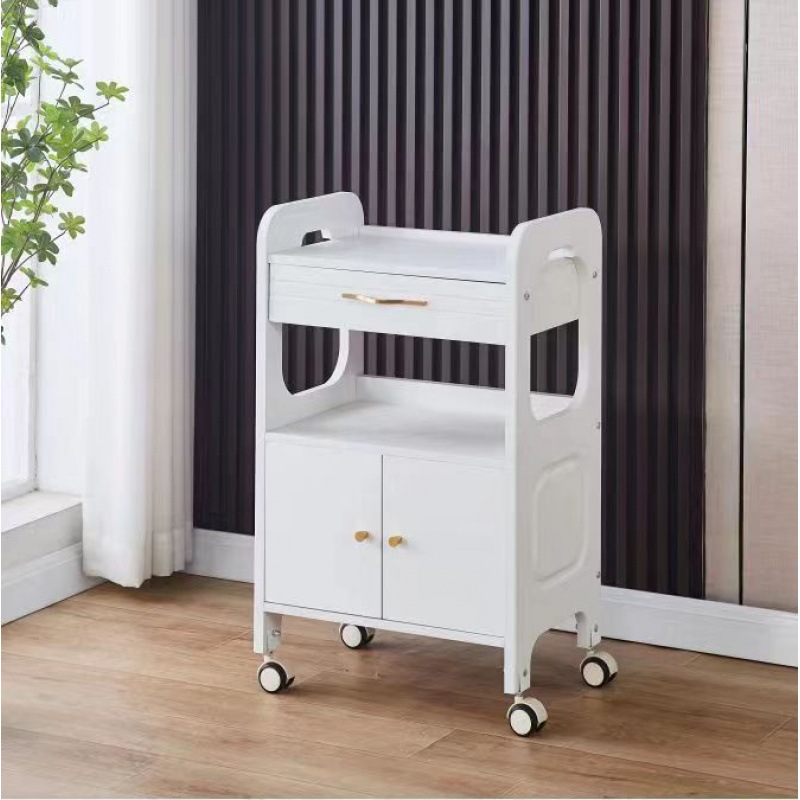 Salón de belleza carro especial gestión de la piel móvil de mano empuje estante de almacenamiento de plástico cuidado instrumento mano herramienta de empuje Coche