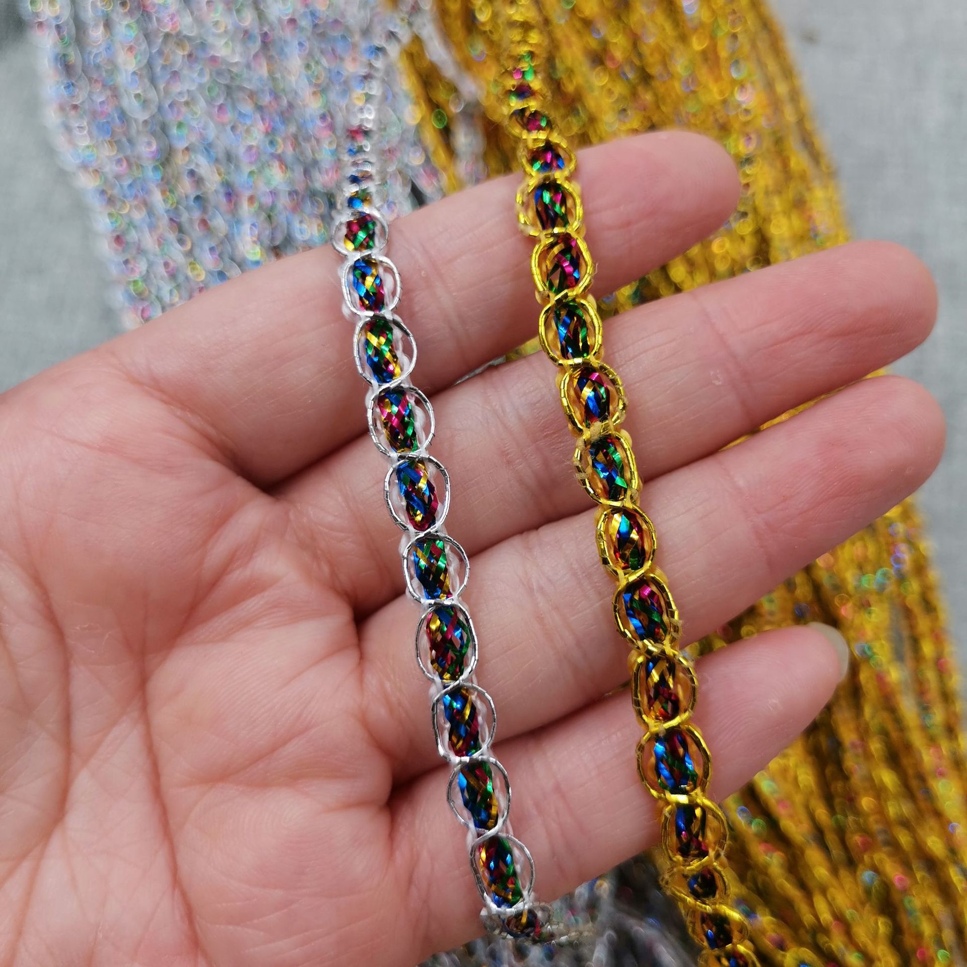 5mm七彩八8字金线银丝马甲边线22米古装折塔民族装饰服装辅料花边