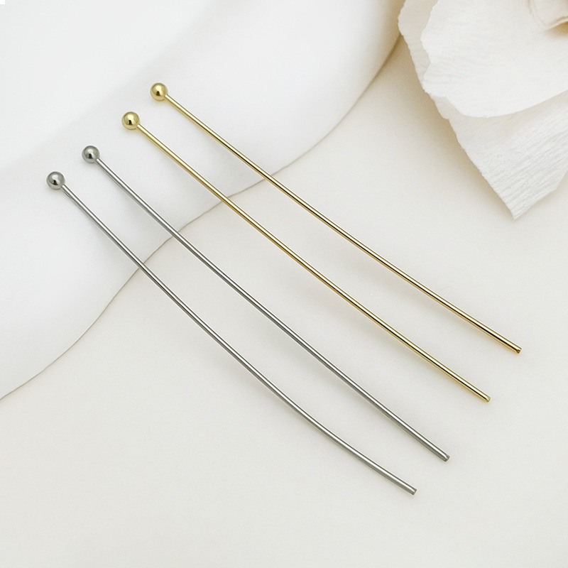 White K Metal Ball Pins, Electroplated Copper Pins, Earring Pendants, Round Head Bead Pins, DIY Jewelry Accessories, Wholesale from Manufacturer