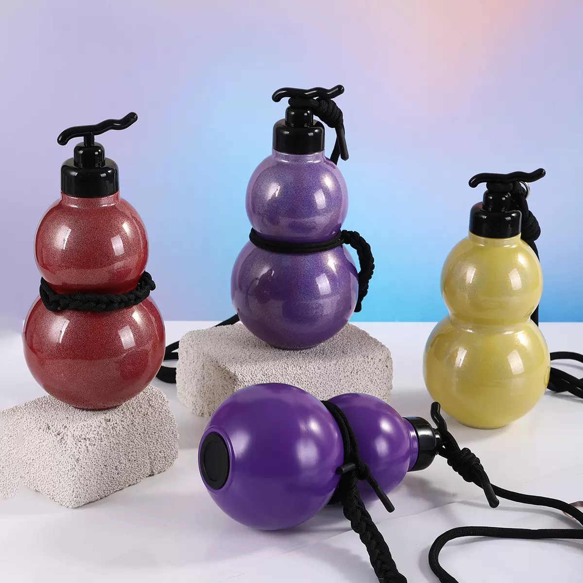 新款创意316不锈钢保温杯大容量高颜值葫芦杯带提绳便携斜跨水杯