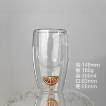 可爱水果创意造型双层玻璃夹心水杯水果草莓樱桃双层高硼硅杯子