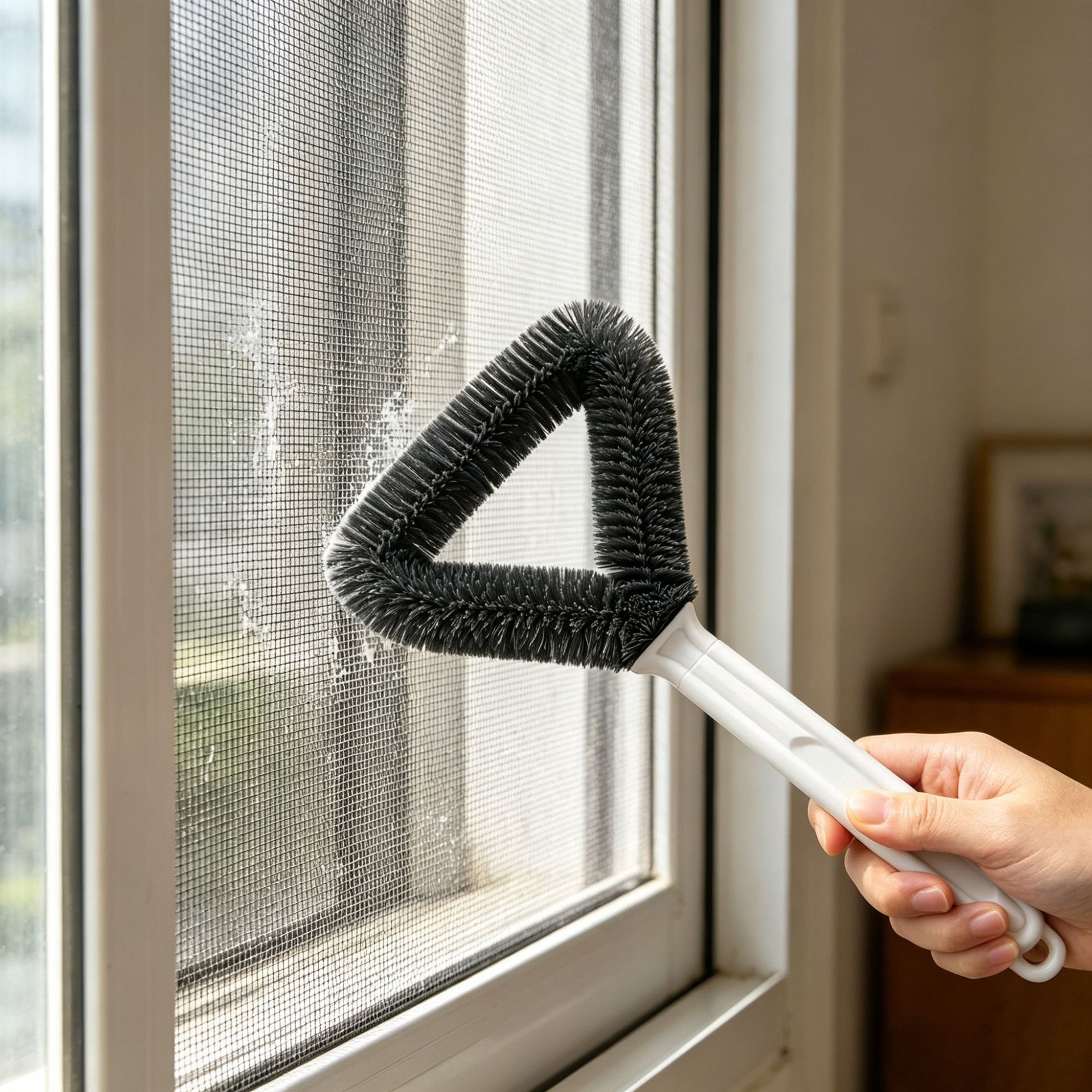 AA Douyin new product: summer triangular screen window brush, long-handled window cleaning brush, household extended dust removal brush