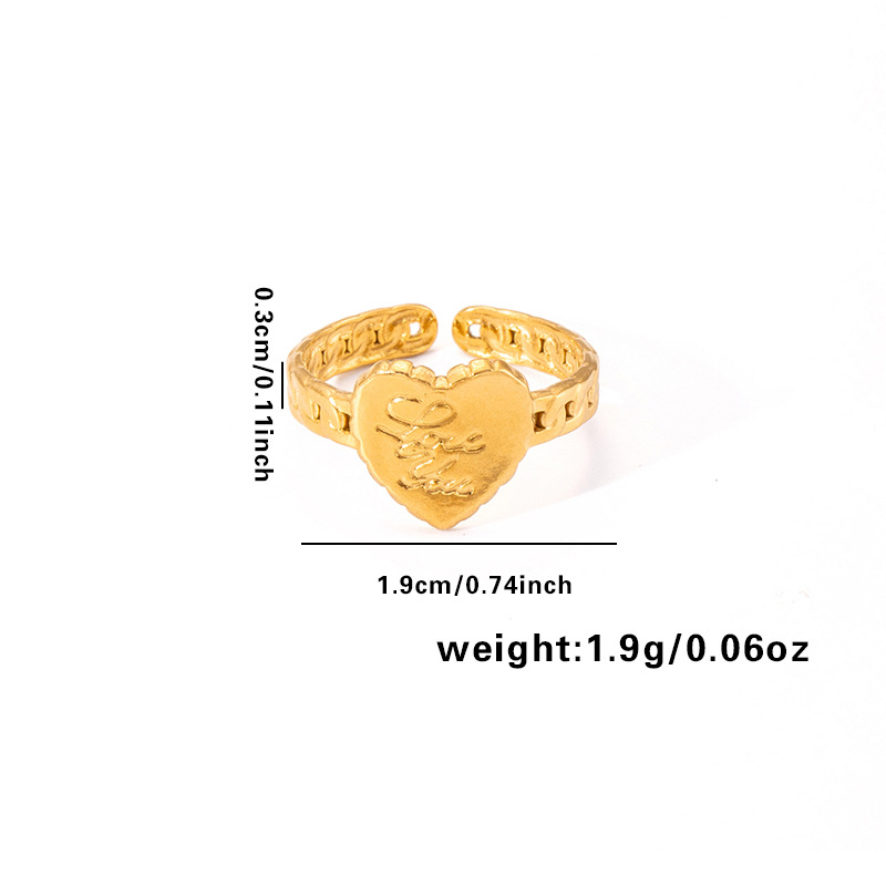 10g Weight Electroplated Gold Plating Process Golden Plated Plating Material Stone-Free Inlay Material Open Rings, Rings Classification 1 Piece Quantity Holiday, Daily Occasion 201 Stainless Steel Material Leaf, Heart Shape Pattern Women's Gender Lady Style Plating Craft Wholesale Jewelry Lady Leaf Heart Shape Floral Titanium Steel Plating Open Rings 28