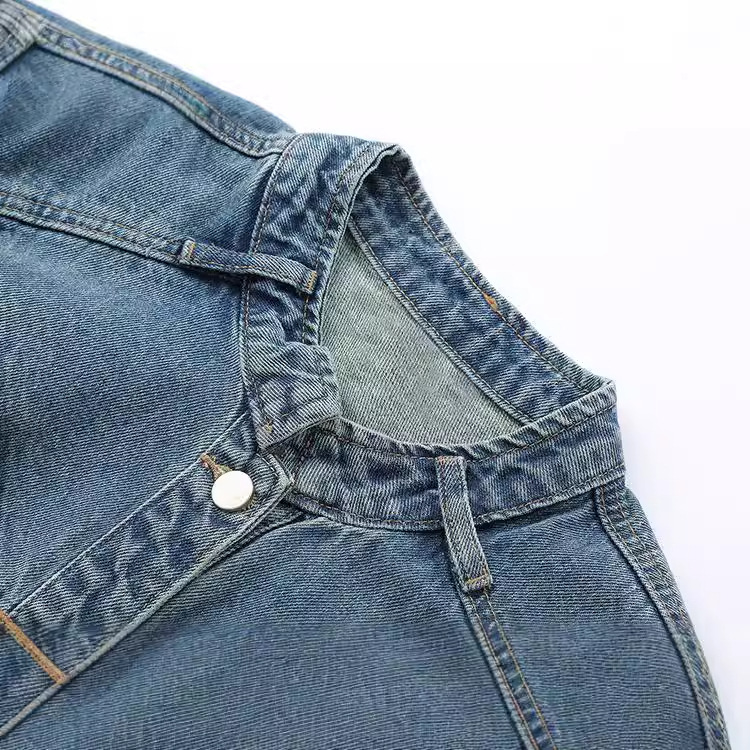 Retro denim autumn design short jacket