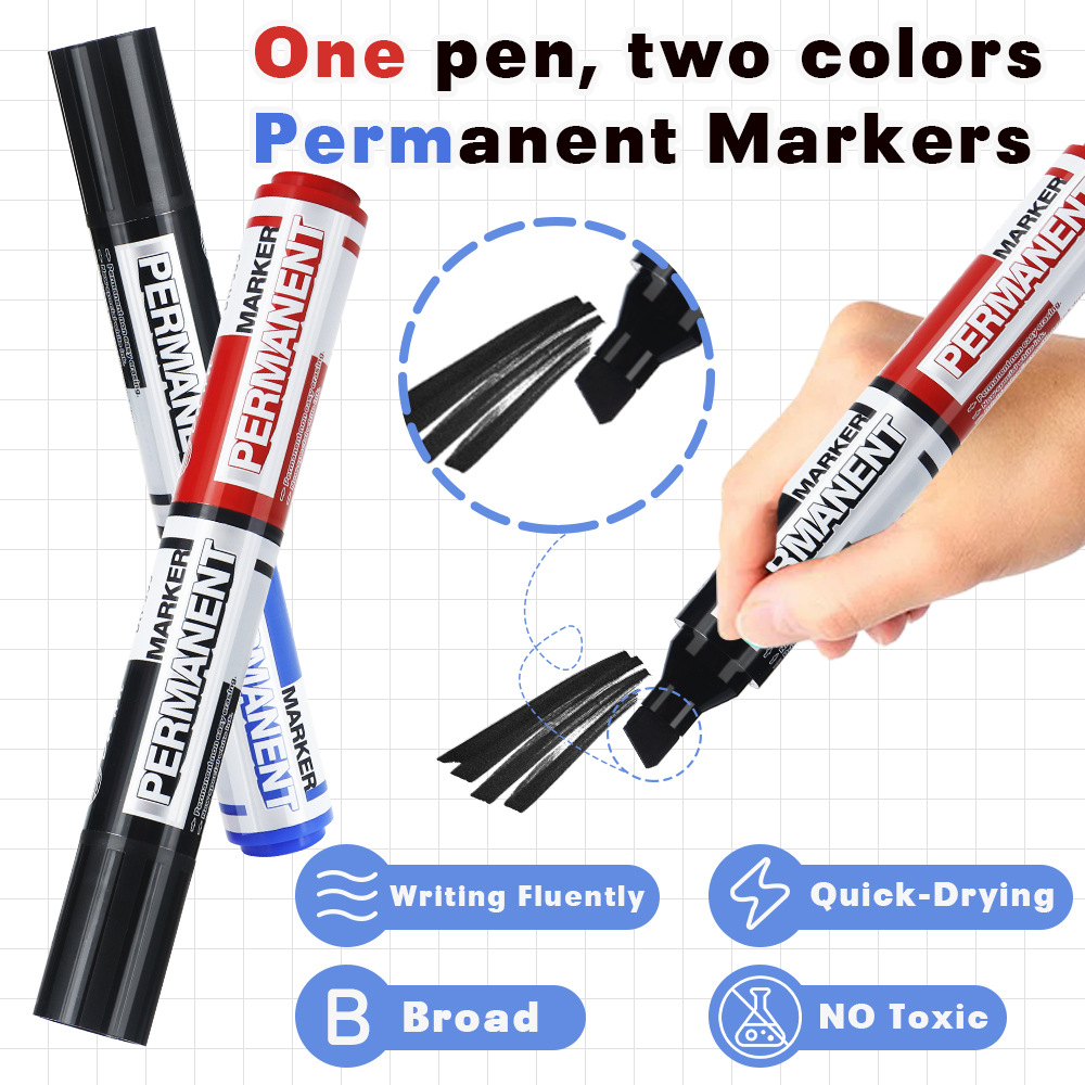 Transfronterizos 10MM pluma multi-sección marcador conjunto impermeable no se desvanece conveniente pluma de cabeza grande negro no borrable pluma negra