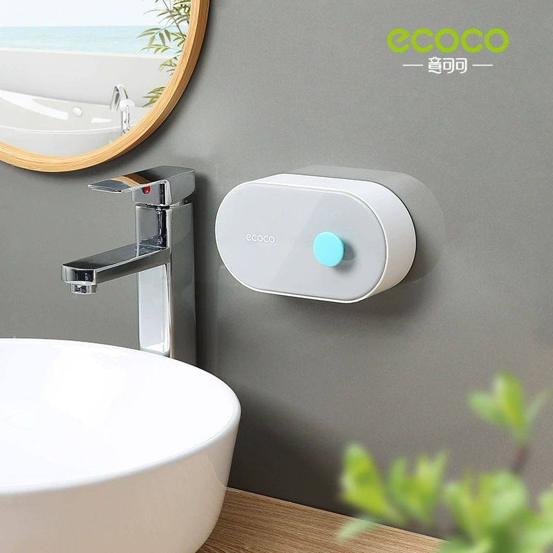 Soap box wall -mounted drain -free household belt with a bathroom, no water, double grid, soap box, shelf
