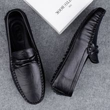 豆豆鞋男2025年新款男鞋夏季透气潮英伦一脚蹬男士休闲皮鞋男真皮