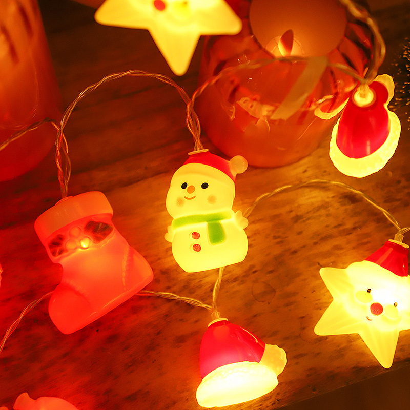 Navidad sombrero muñeco de nieve lámpara encadenada decoración de navidad decoración de la habitación tienda coloca multi-escenas decoración de la lámpara encadenada