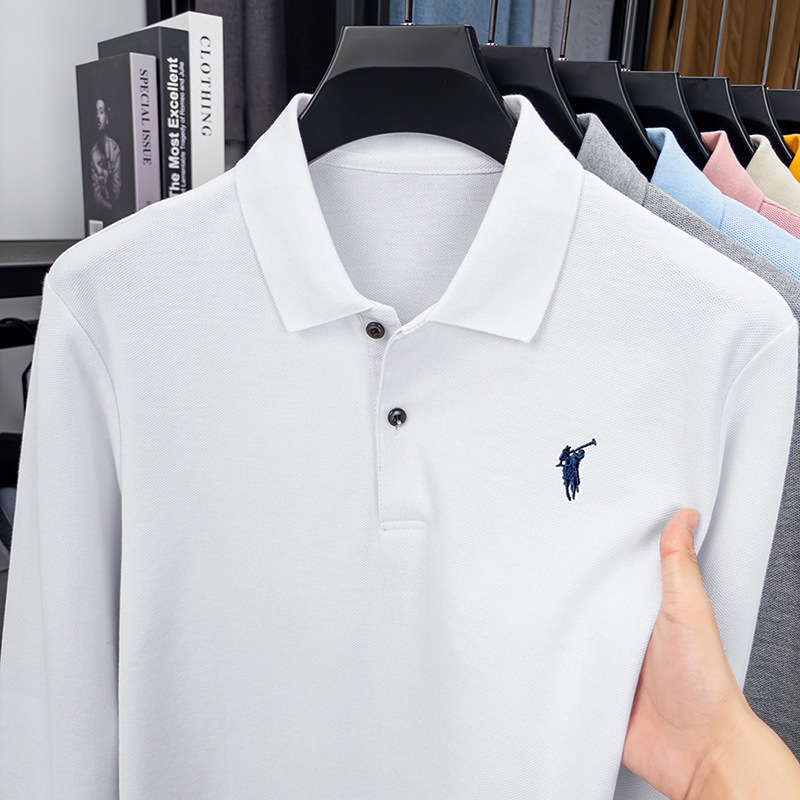 ポール100% 綿tシャツ男性ビジネスカジュアル純綿poloシャツが襟を返しています。|undefined