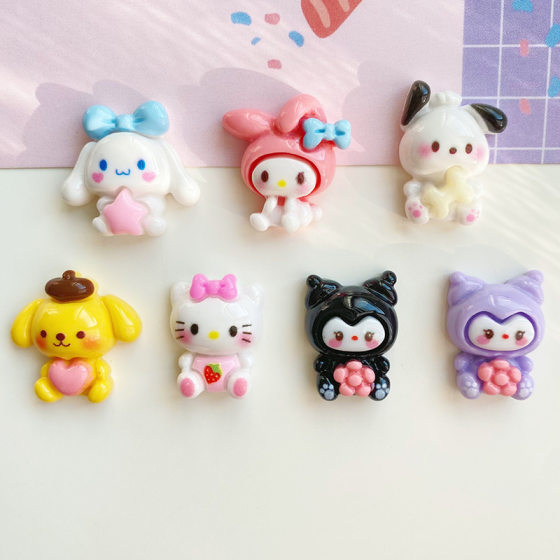 Cartoon Bright Sanrio Small Animal DIY Cream Glue Homemade Mobile Phone Case Shoe Buckle Hairpin Resin Jewelry Accessories