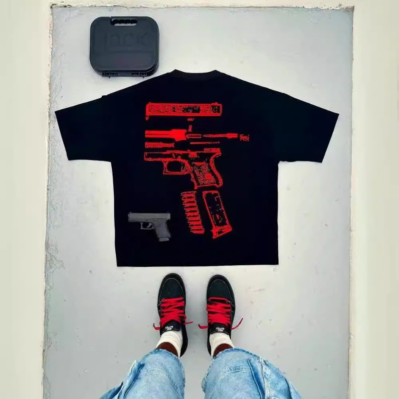 Men's T-Shirt Y2K Shirt Men's Harajuku Hip Hop In Our Trust Graphic Printed Crewneck Cotton T-Shirt Cross Border