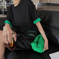 高品質クロスボーダー電気BVスタイル二層ハイウェイト半袖Tシャツ、ゆったり、カジュアル、スポーツ、多用途、男女同じスタイル