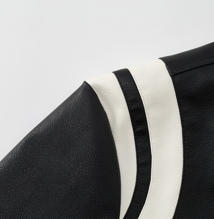 Herr bikerjacka i konstläder slim fit med ståkrage_voghion.com
