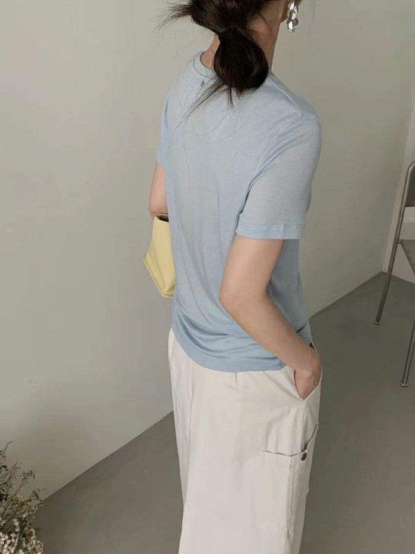 短袖简约T恤夏季2025风正新款纯色打底显瘦减龄半袖百搭上衣女ins|undefined