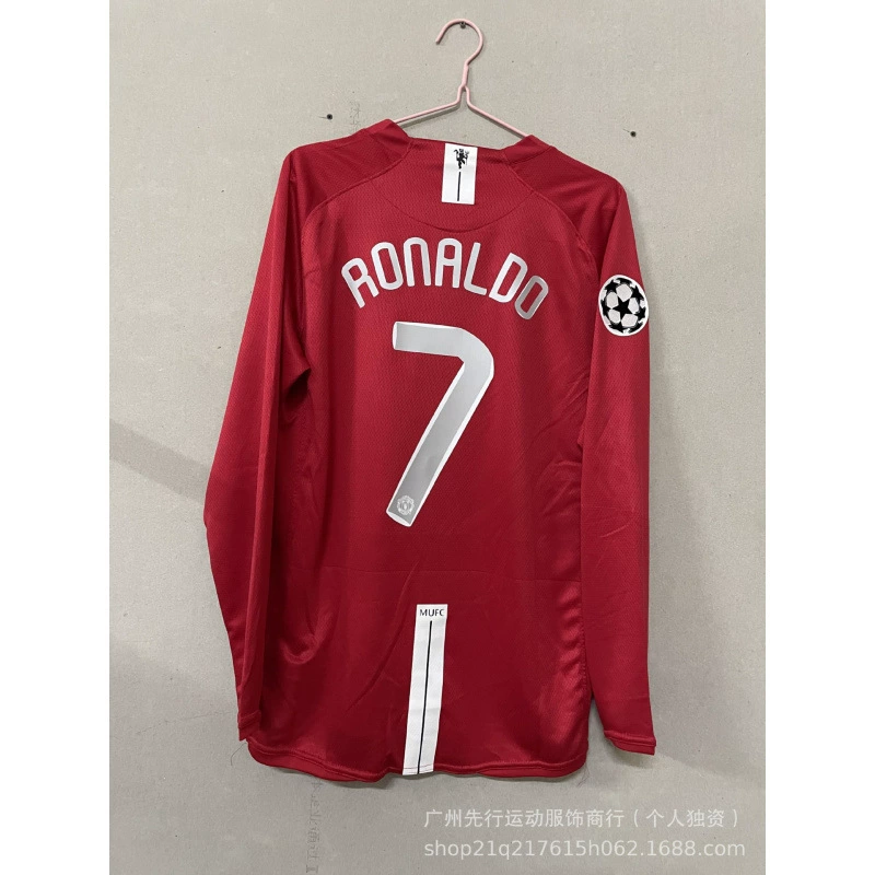 Ретро форма 07/08 Manchester United с длинным рукавом №7 Роналдо, домашняя и выездная версия 06/07 AC №22 Кака