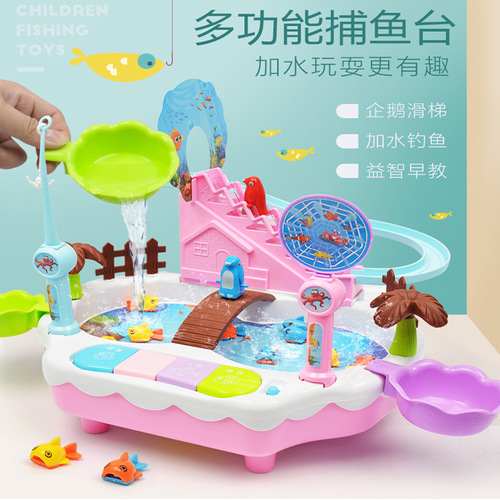 Children's Electric Magnetic Fishing Toy Penguin Stair Climbing Music Diaoyutai Baby 1-3 Years Old 6 Educational Intelligence Early Education