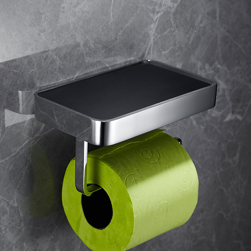 Copper Roll Paper Holder Bathroom Tissue Rack Wall Mounted Phone Stand Toilet Paper Holder Punch Hole Tissue Rack