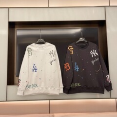 2025年秋季ML家情侣款休闲圆领卫衣NY韩版涂鸦彩绘套头上衣男女款