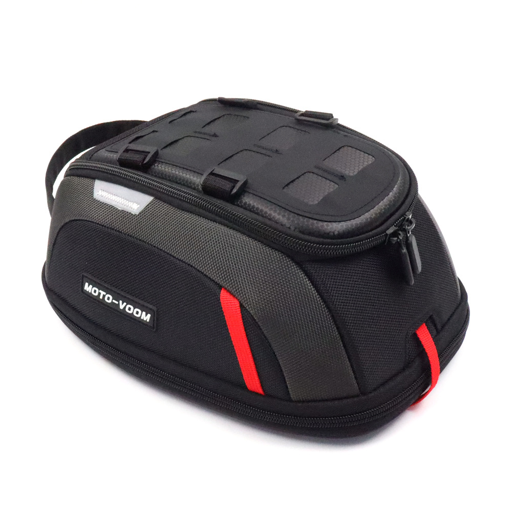 Universal Motorcycle Fuel Tank Bag, Magnetic Quick-Release Motorcycle Travel Bag, Front and Rear Quick-Adjustable Fuel Tank Bag with Rain Cover