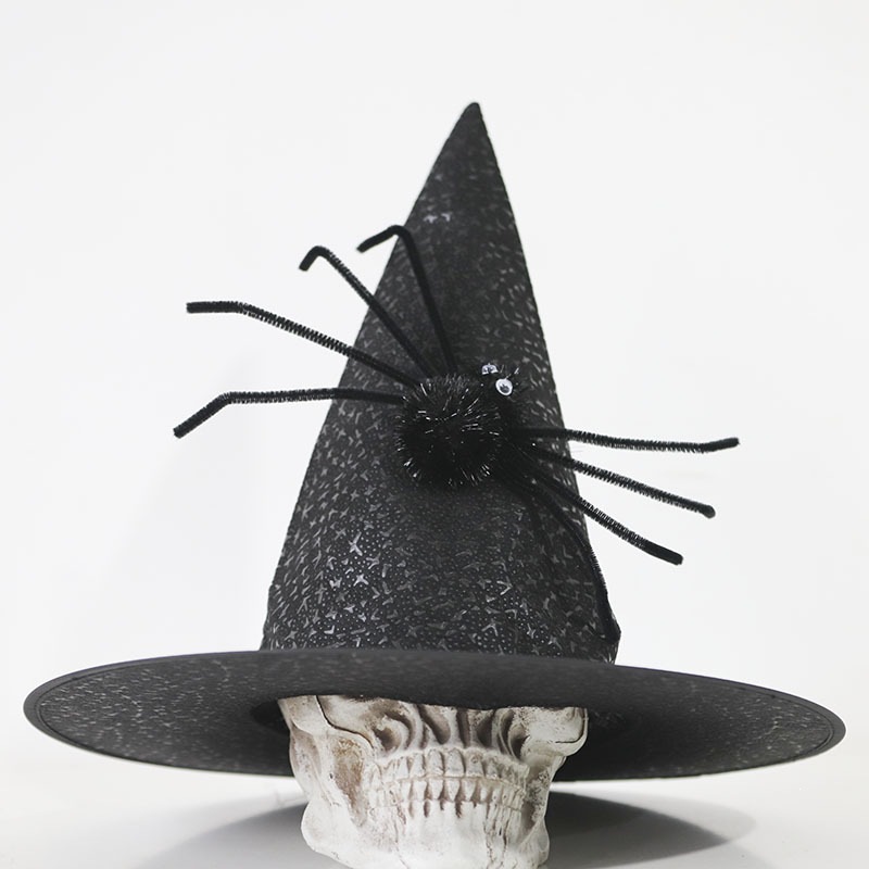 Sombrero de bruja de Halloween para niños maquillaje para adultos accesorios de ropa no tejida araña negra sombrero de mago sombrero de mago