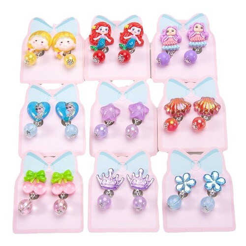 Children's accessories earring clips without ear piercing pain for girls, cute DIY tassel earring clips, long student earrings