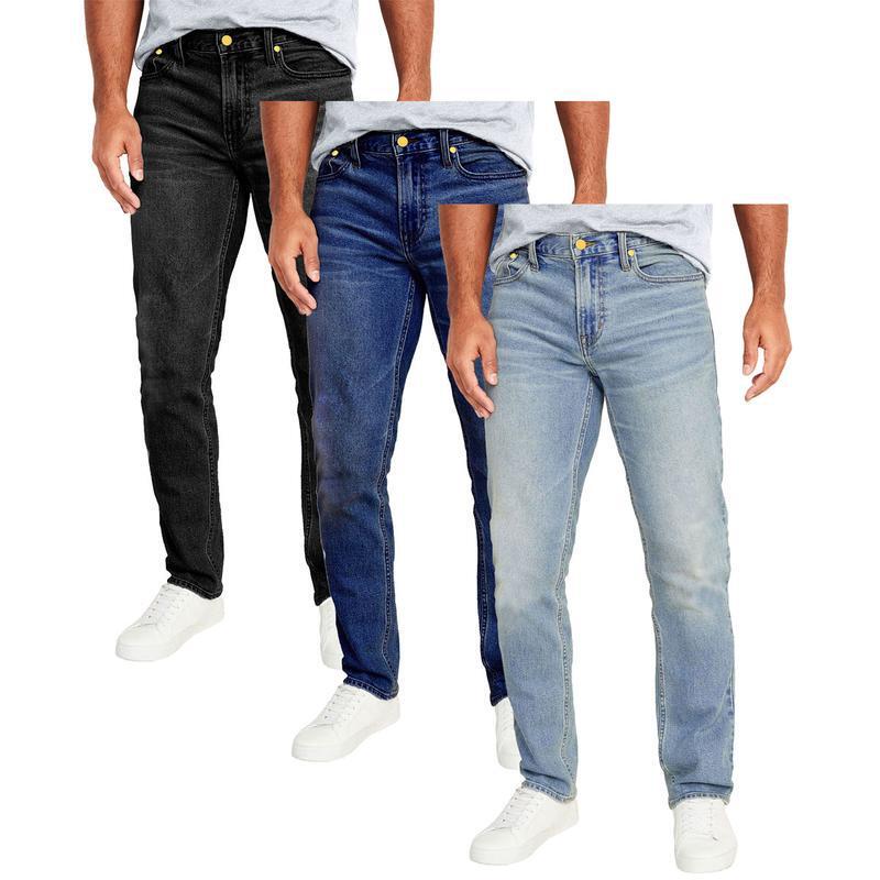 跨境Men's 3 Pack Flex Stretch Slim Straight Jeans with 5|undefined
