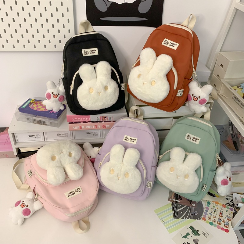 귀여운 작은 토끼 인형 가방 새로운 경량 캐주얼 나일론 SCHOOLBAG 야외 여행 쇼핑 소녀 배낭