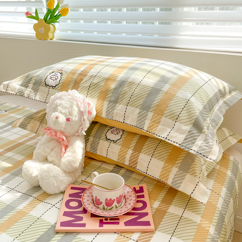 Funda de almohada fresca pequeña de algodón puro Un par de fundas de almohada para el hogar individuales 48x74cm Funda interior de núcleo de almohada de algodón Student 4