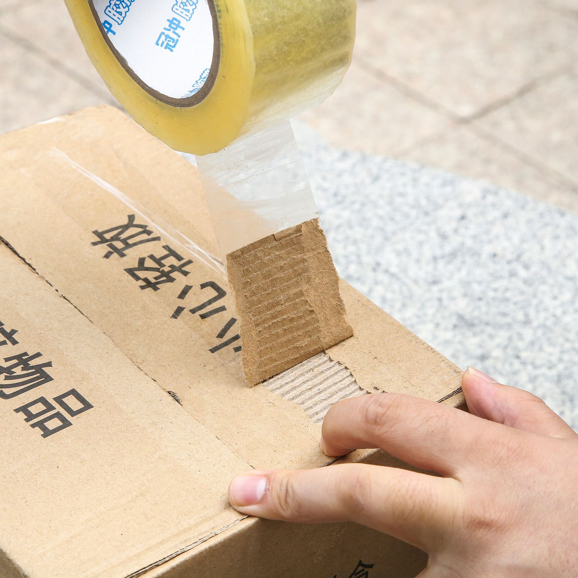 Cinta de sellado grande al por mayor beige embalaje cinta de sellado cinta de impresión en color cinta transparente caja completa al por mayor