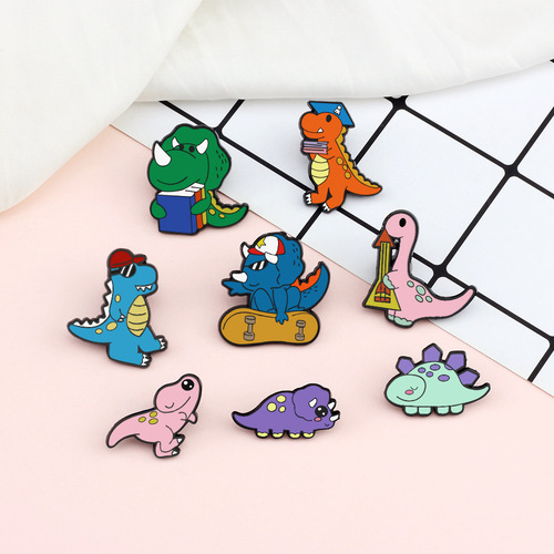 Funny and cute dinosaur brooch ins trendy men and women personalized metal badge collar pin bag decoration