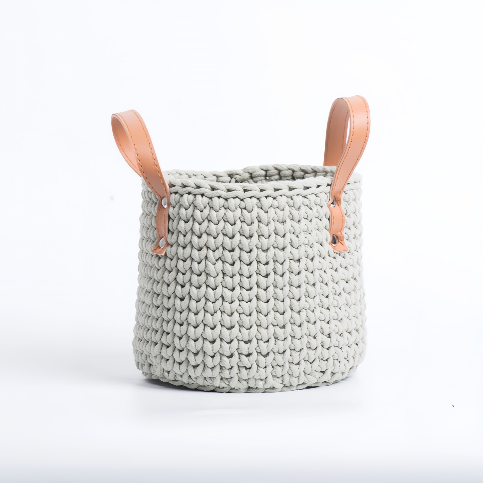 Cestas de tejido de algodón caseras de tejido cestas de almacenamiento de artículos diversos cosméticos manija de cuero cestas de almacenamiento de escritorio floral creativa