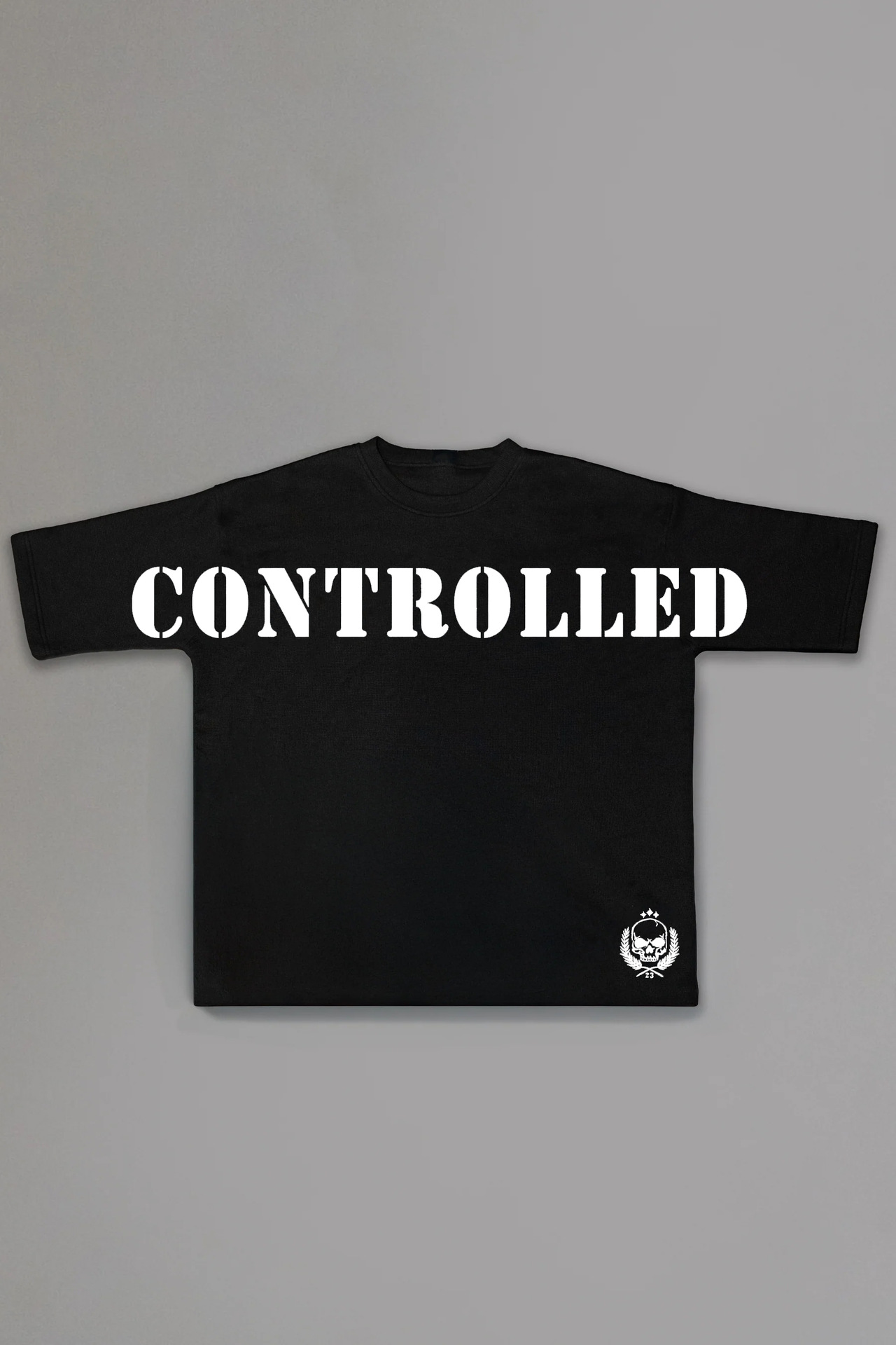 Controlled Insanity T-shirt Stencil Controlled Skull Black