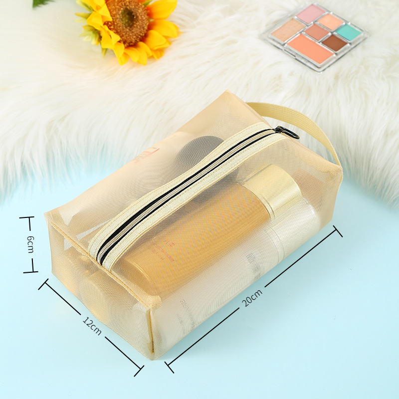 Bolsa de almacenamiento de malla transparente, bolsa de aseo portátil de viaje, bolsa organizadora de artículos diversos de malla de nailon, entrega directa del fabricante. image 39