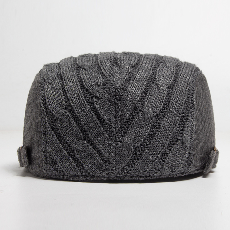Autunno Inverno Nuovo berretto da uomo di mezza età e anziani addensato calore lavorato a maglia in avanti casual cappello con lingua d'anatra_voghion.com