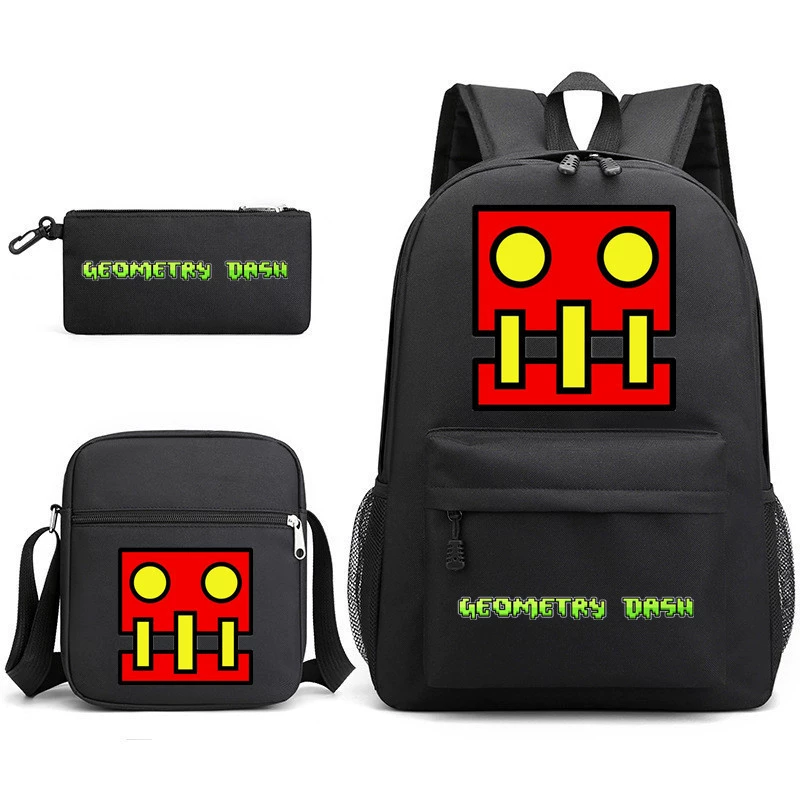 Геометрическая спринт игра Geometry Dash трехчастный рюкзак мужской и женский студентский кампус пенал холщовая сумка