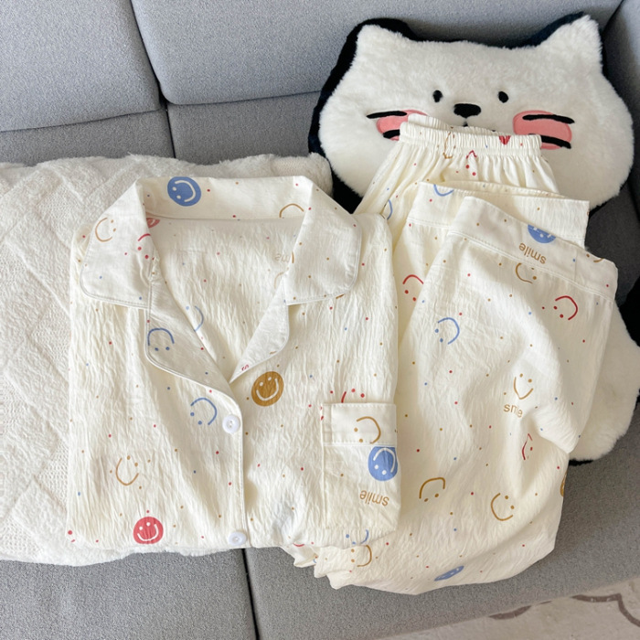 源头工厂春秋季长袖长裤睡衣女云朵棉韩版卡通甜美ins风开衫套装|undefined