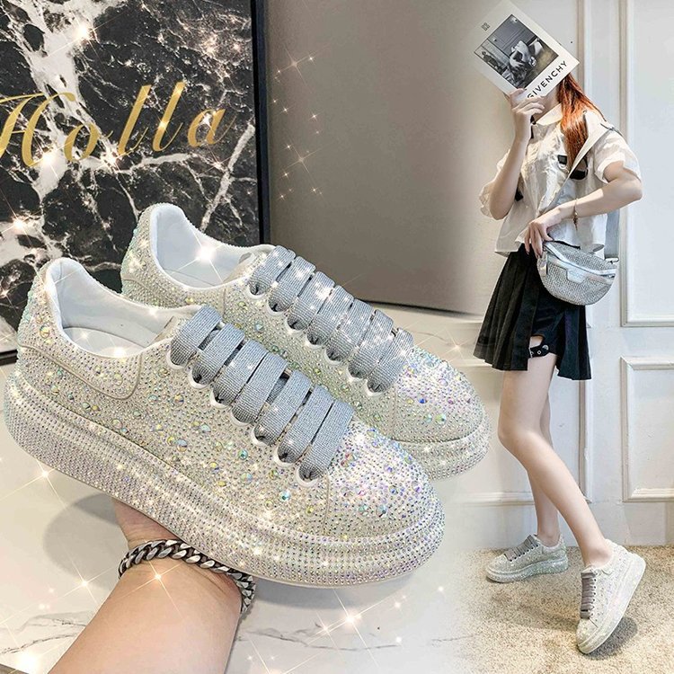 Zapatos de papá de la estación europea 2021 Nueva plataforma de diamantes de imitación zapatilla de deporte casual zapatos de plataforma de diamantes de imitación de Mujer Zapatos de una sola capa