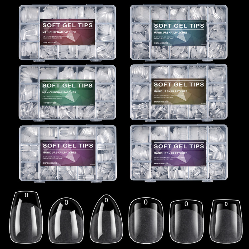 Cross-Border Manicure Nails Semi-Frosted Traceless No-Engraving Thin European and American Fake Nail Patches 510Pcs Nail Patches Wholesale