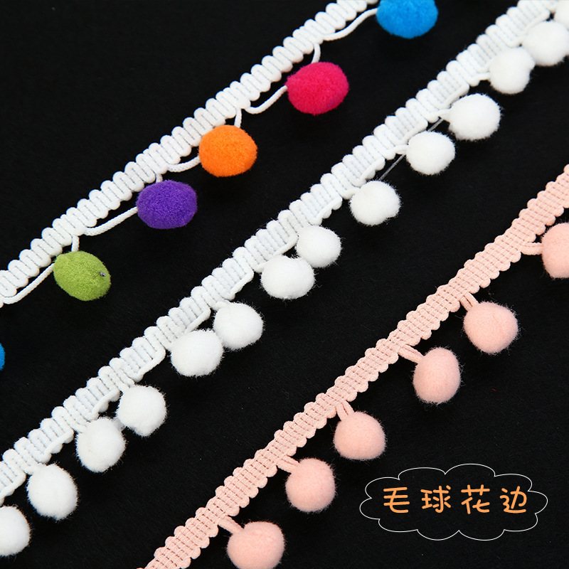 Flor de encaje creativo para niños bricolaje materiales decorativos hechos a mano accesorios de encaje de bola de lana lateral jardín de infantes bricolaje producción de sombreros de paja